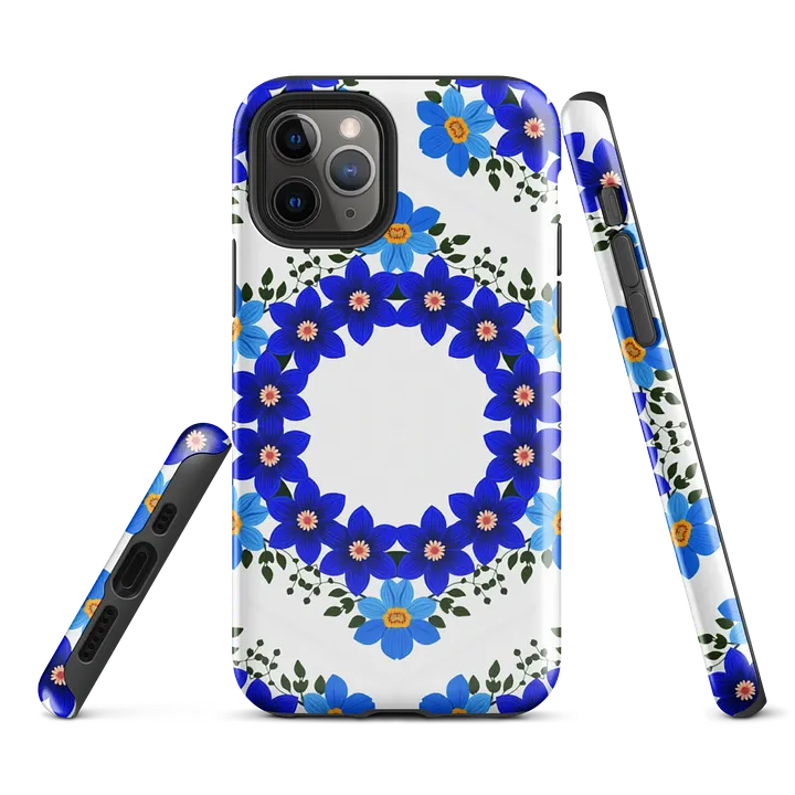 Tough Phone Case for iPhone® - Blue and Yellow Geometric Floral Design product image (1)