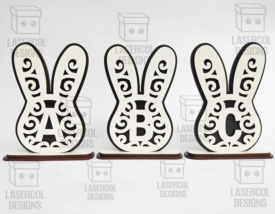 Easter Bunny Monogram Set 3 (3 Sizes) - Laser Cut Files product image (9)
