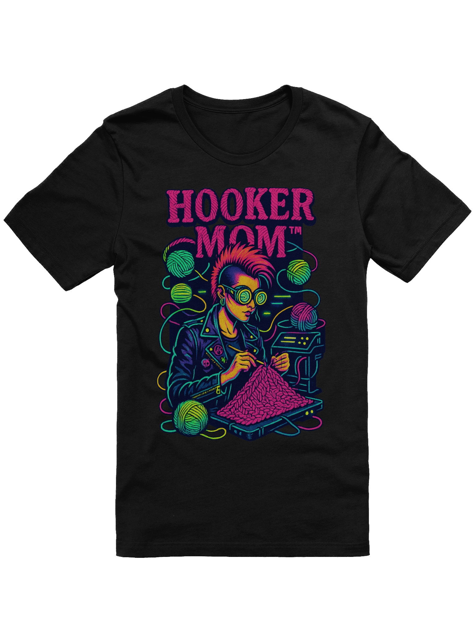 Hooker Mom™ “Code & Crochet” Tee – Midnight Maker Edition product image (1)