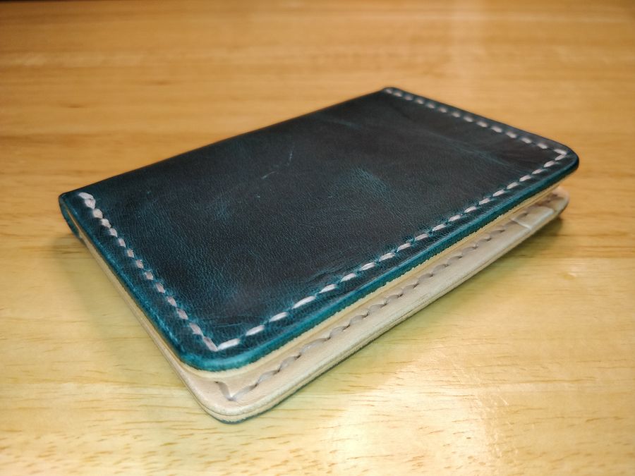 Full Grain Card Holder in Italian Turquoise Pull Up Leather V2.0 #0B product image (1)