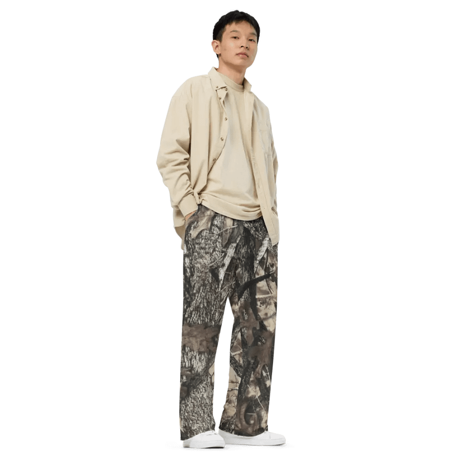 Forest Camo Unisex Wide-Leg Pants product image (8)