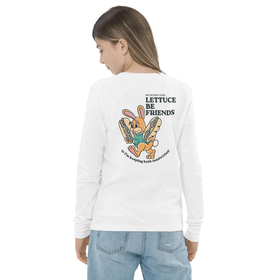 Lettuce Be Friends Cartoon Rabbit Long Sleeve Tee product image (8)