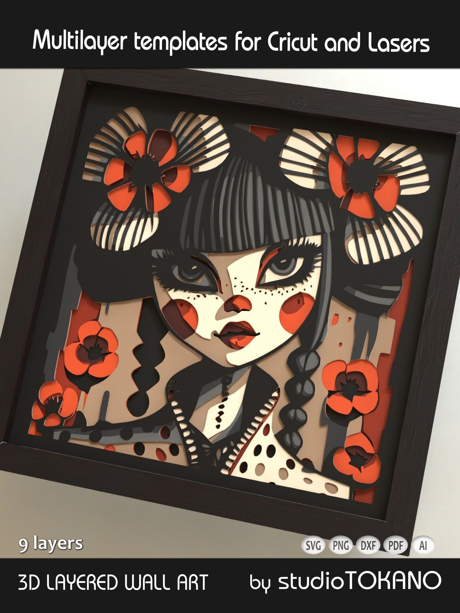 Poppy Girl 3D Shadow Box SVG product image (4)