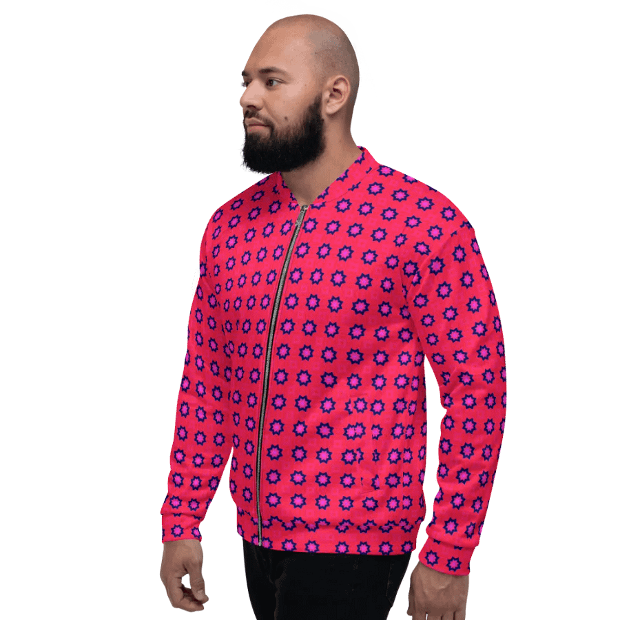 Abstract Red Unisex Bomber Jacket product image (2)