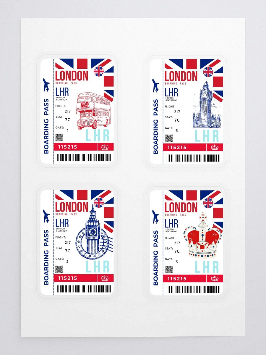 London Uk Boarding Pass Sticker Pack product image (2)