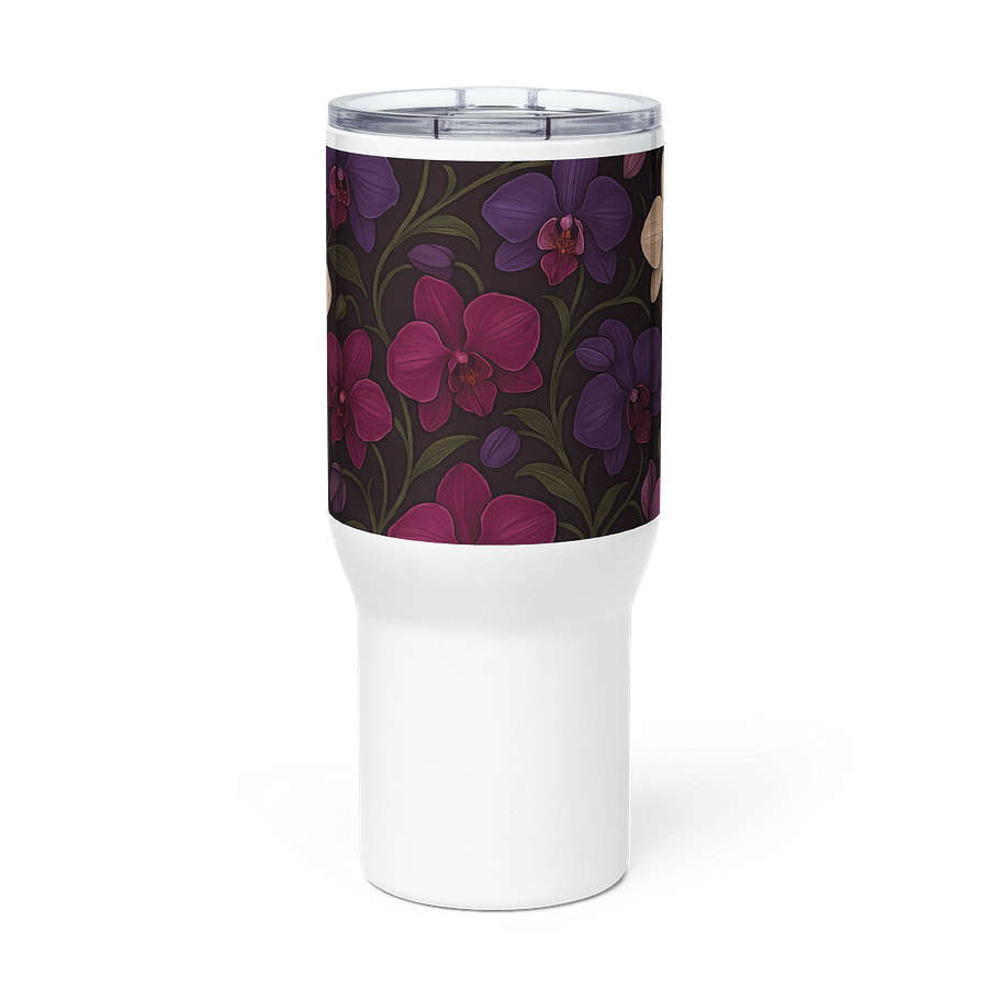 Purple and White Orchid Tumbler – 20oz Stainless Steel Floral Travel Cup product image (3)
