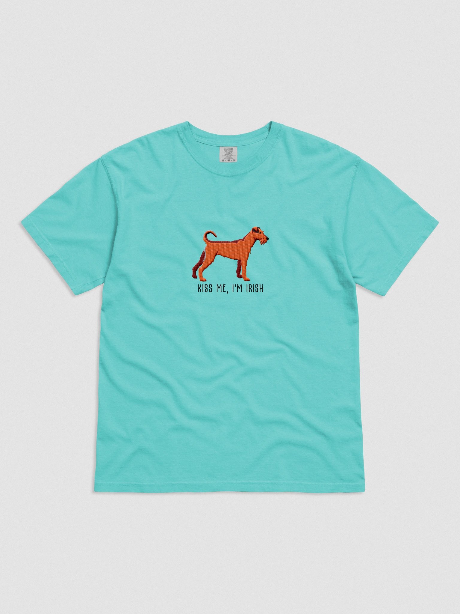 Kiss Me, I'm Irish T-Shirt(Embroidered) of an Irish Terrier(Red) product image (4)