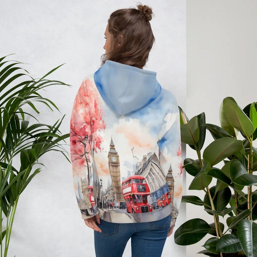 London England Watercolor All Over Print Hoodie product image (12)
