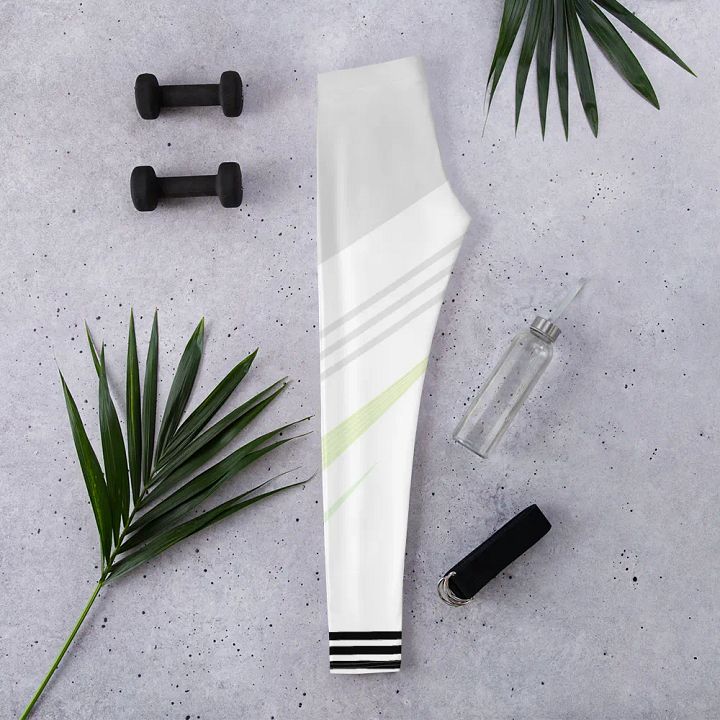 All-Over Print Leggings-Backfill Geometric 163 with Pink Lady design, black stripes. product image (2)