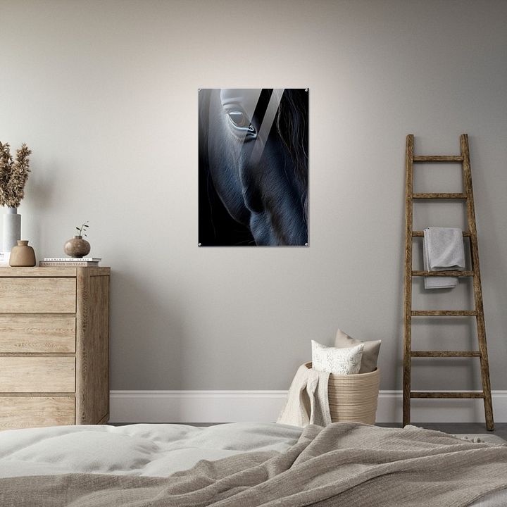 BLACK HORSE FACE GLOSSY ACRYLIC PRINT product image (2)