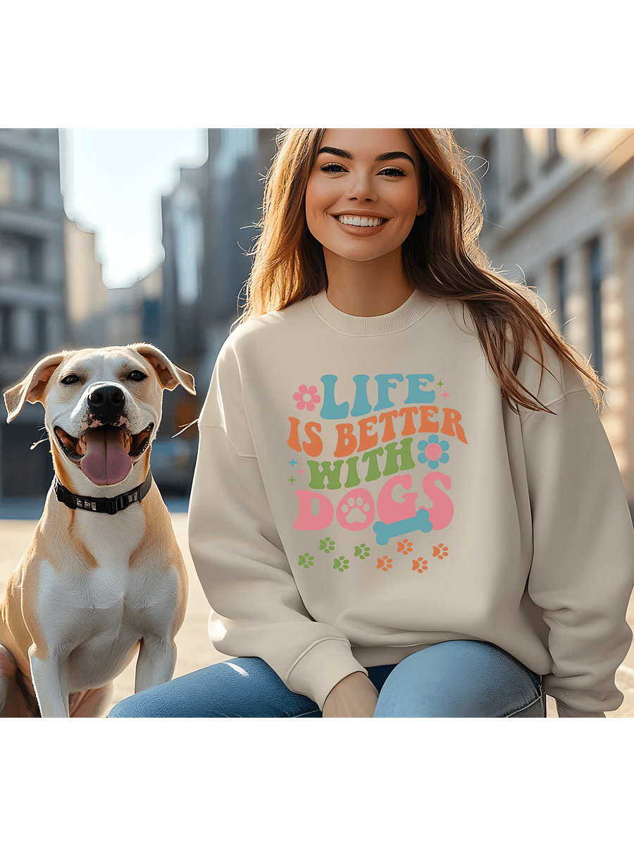 Life is Better with Dogs Groovy Design Sweatshirt product image (4)
