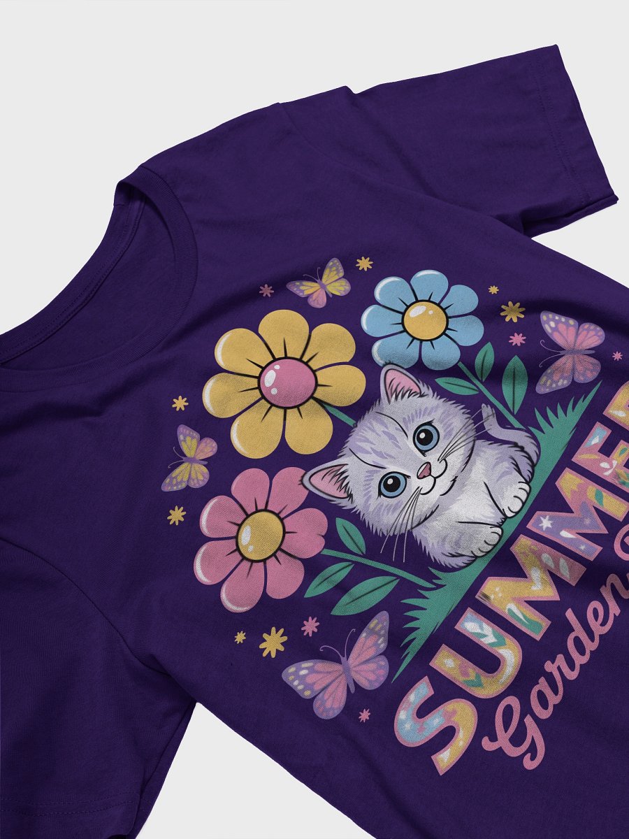 Whimsical Garden Party Cat T-Shirt product image (24)