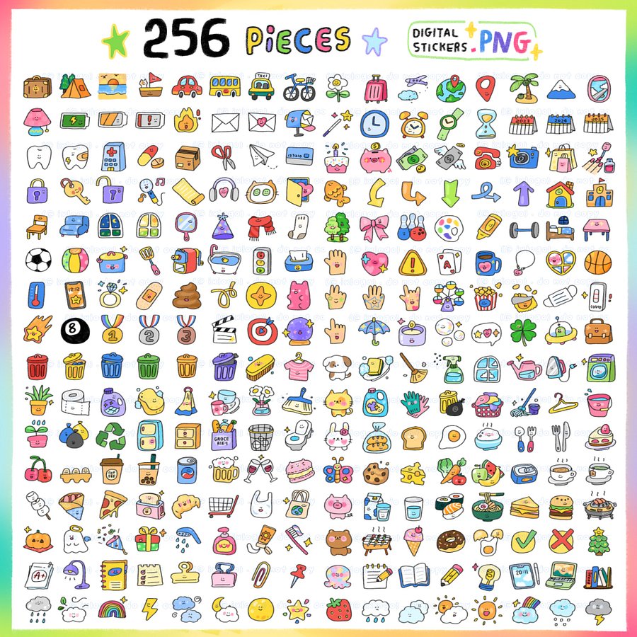 IXLOGO | 256 pcs digital everyday stickers for planner and journals product image (2)