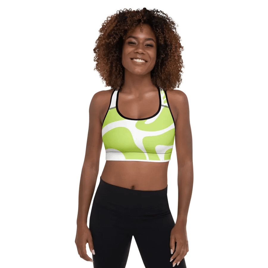 Woman Active Wear Padded Sports Bra Green Abstract product image (4)