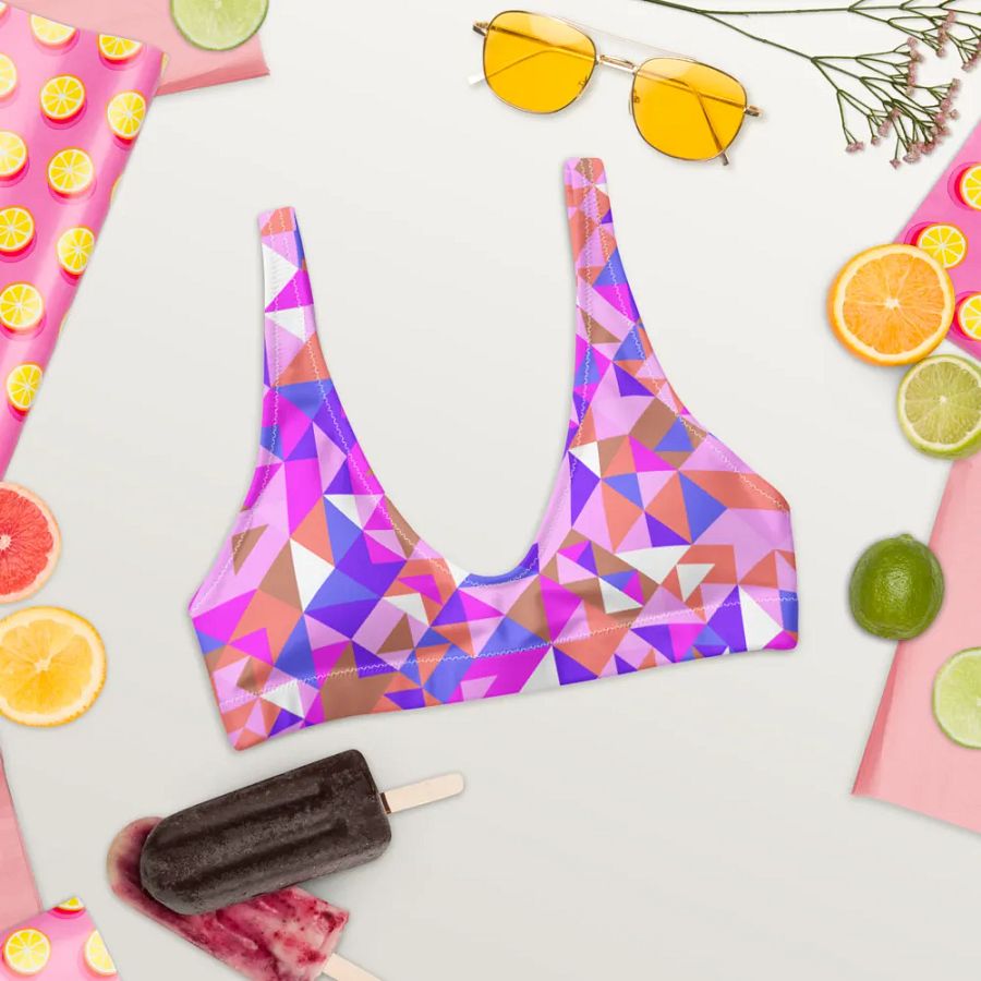 Colorful Vector Patterns Design Padded Bikini Top - v1 product image (6)