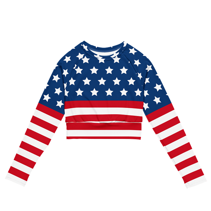 Patriotic Star Spangled Long Sleeve Crop Top product image (2)