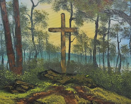 This is my biggest painting so far! A simple 36in by 48in canvas of my original artistic view of Prayer Mountain at Lakeview ...