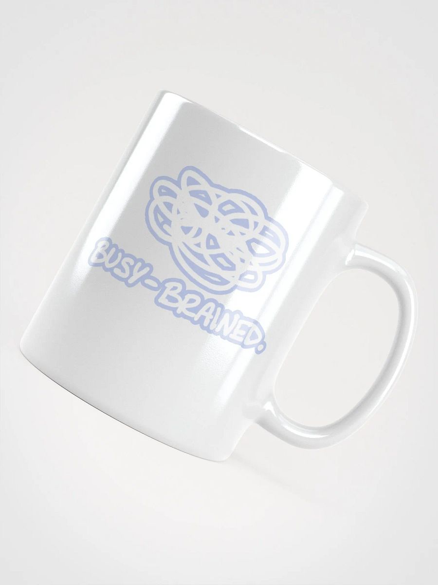 BUSY-BRAINED (lined design, #BDCAEF) glossy white mug product image (7)
