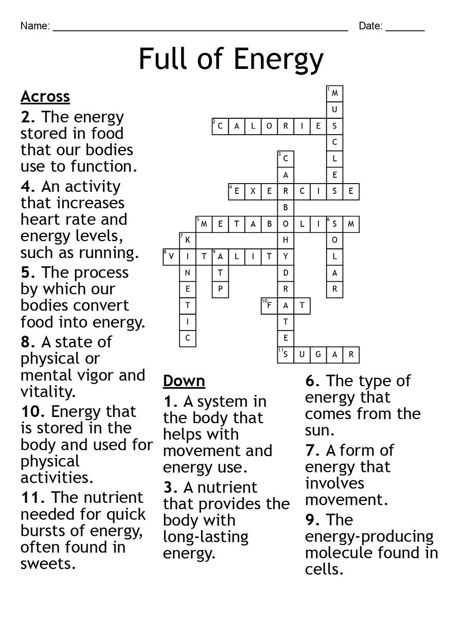 Full of Energy Crossword Puzzle product image (2)