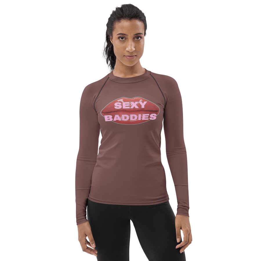 Glossy SexyBaddies Lips All-Over Print Rash Guard Light Wood Women product image (1)