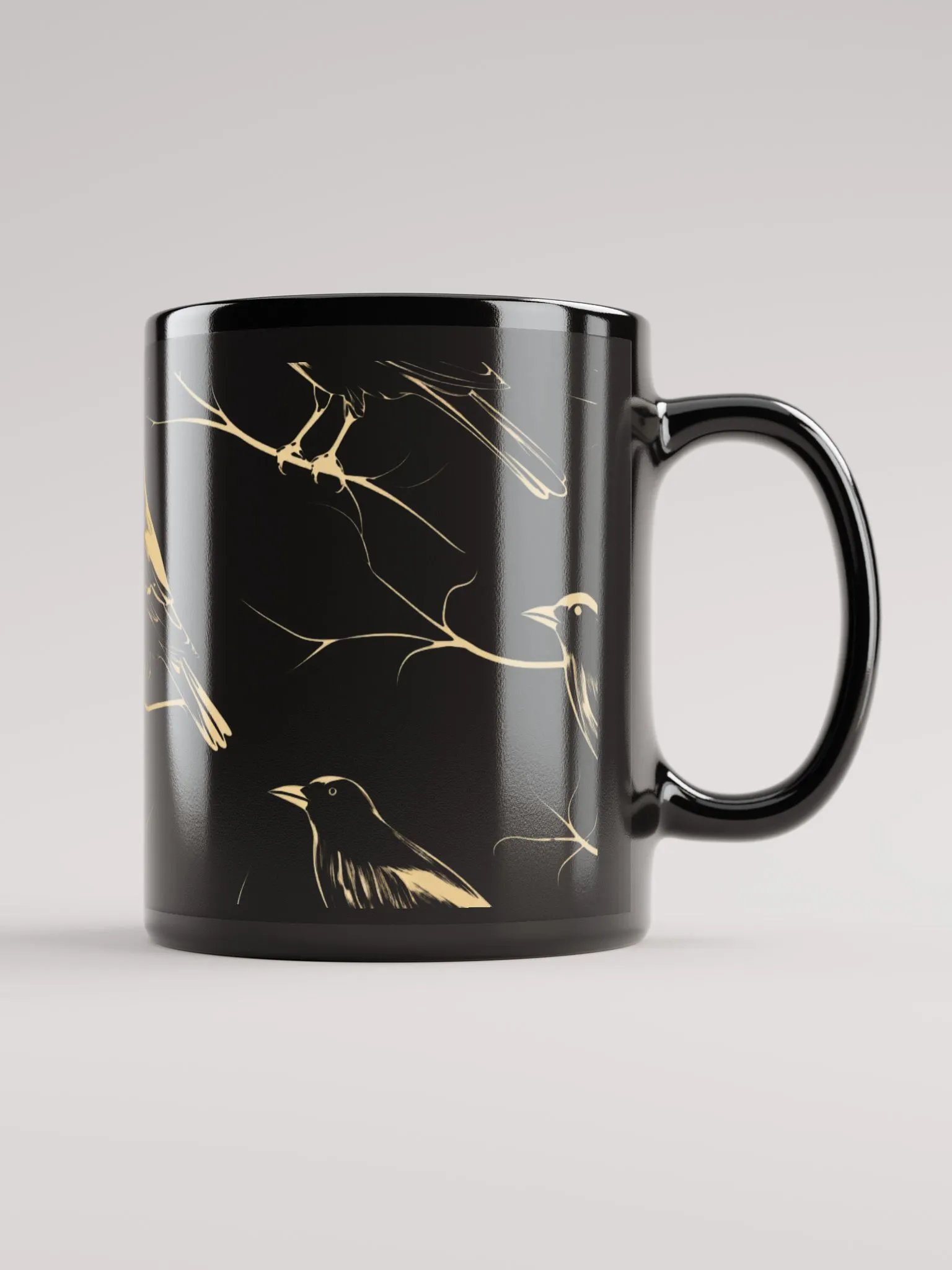 Black Mug with Premium Crow Illustrations product image (1)