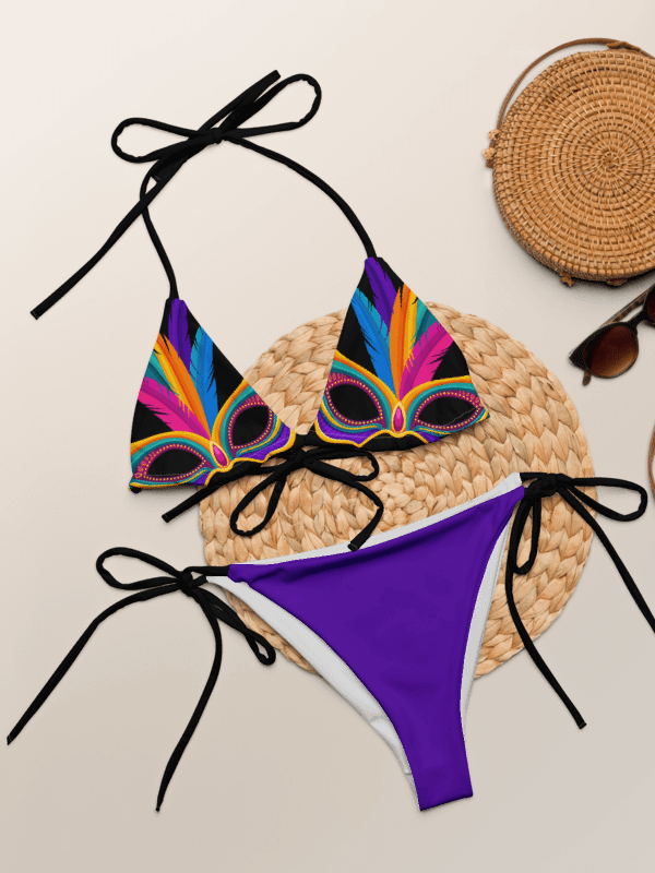 Low Rise Cheeky String Bikini, Mardi Gras Top, Purple Bottoms product image (1)
