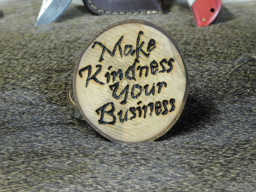Set of Four Wood Coaster with "Make Kindness Your Business" Burned Into It. product image (2)