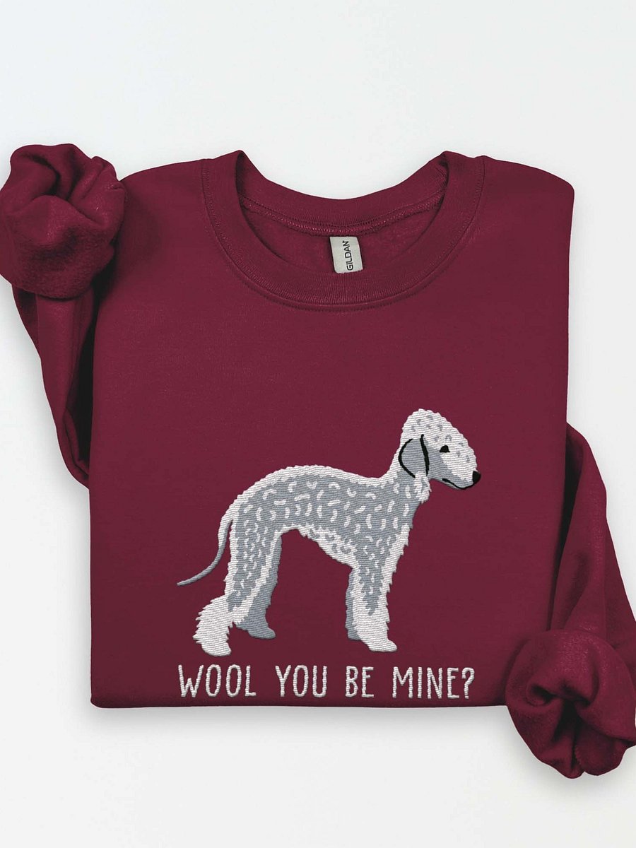Wool You Be Mine? Sweatshirt (Embroidered) of a Bedlington Terrier(Blue) product image (1)