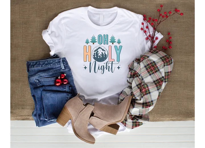 Oh Holy Night Christmas Tree T-Shirt product image (1)