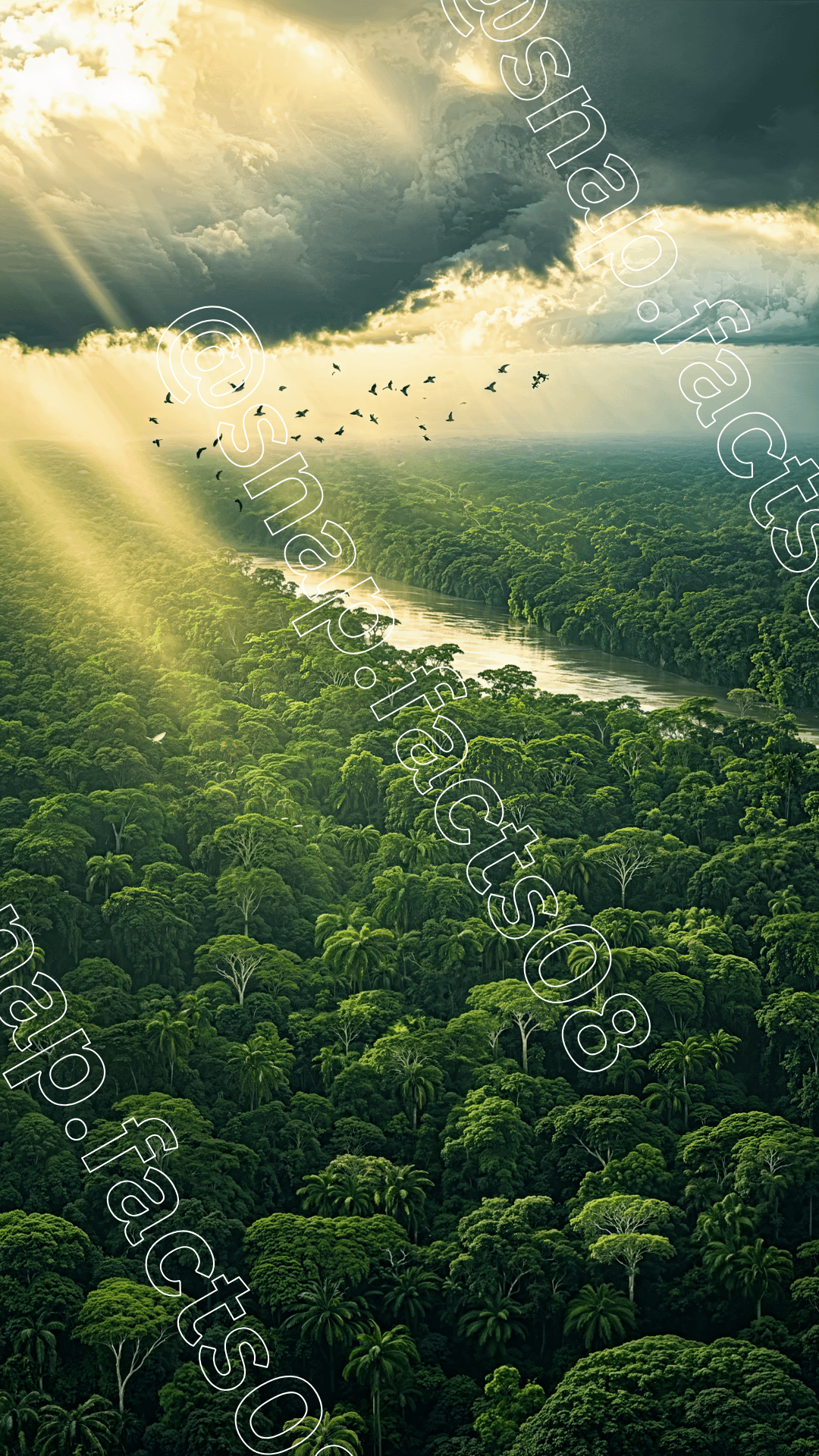 Mystical rainforest with sunbeams and river product image (1)