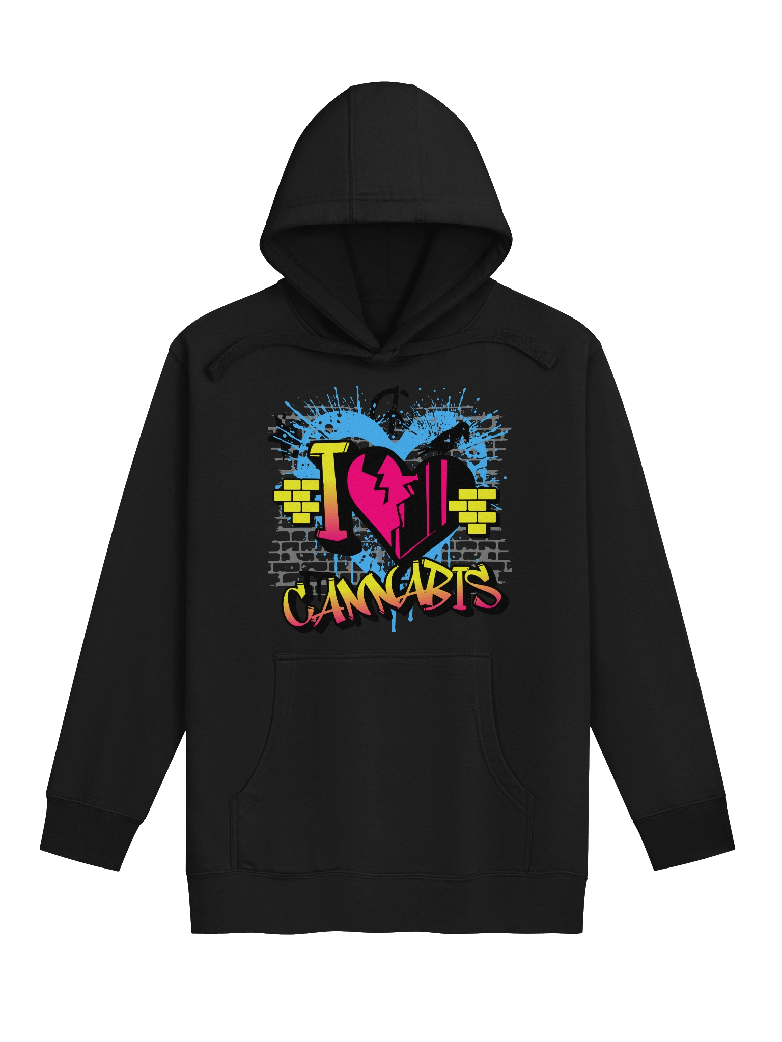 Graffiti "I ♥ Cannabis” Hoodie – Urban Street Weed Art Pullover | Premium Unisex Fit product image (2)