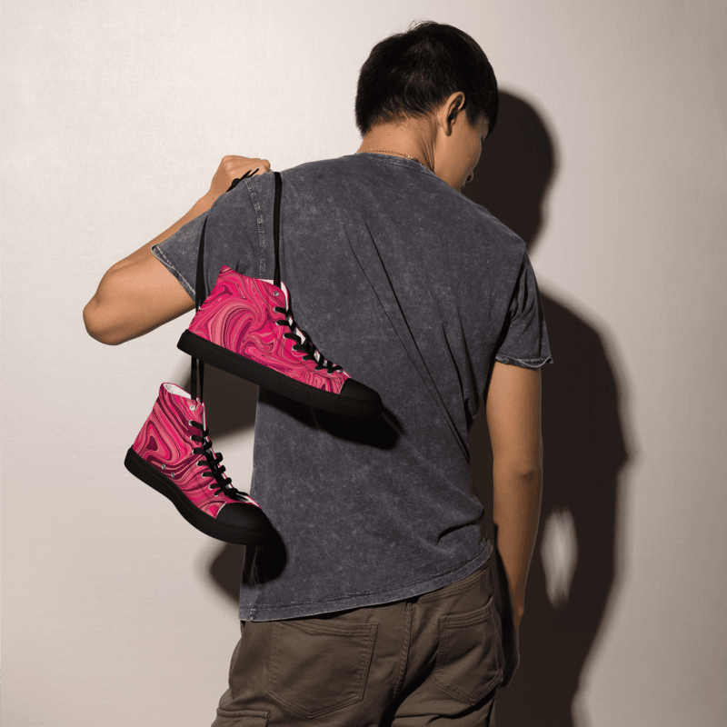 Men's High Top Canvas Shoes - Shades of Magenta Pink Digital Fluid Art product image (7)