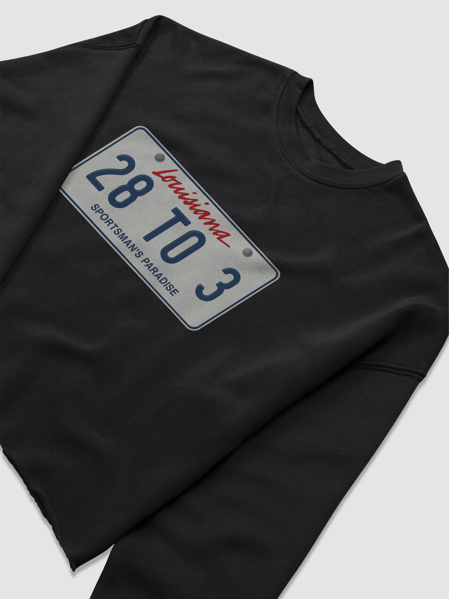 The 28 to 3 Podcast "Louisiana License Plate" Fleece Crop Sweatshirt product image (29)