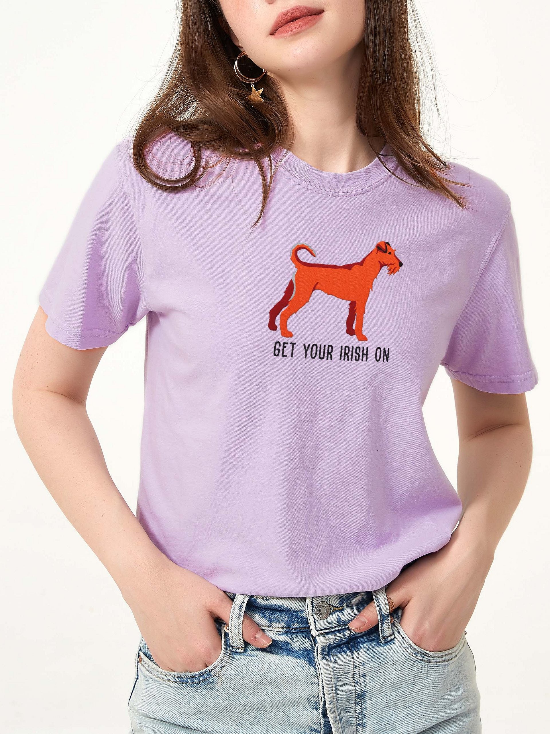 Get Your Irish On T-Shirt(Embroidered) of an Irish Terrier(Red) product image (2)