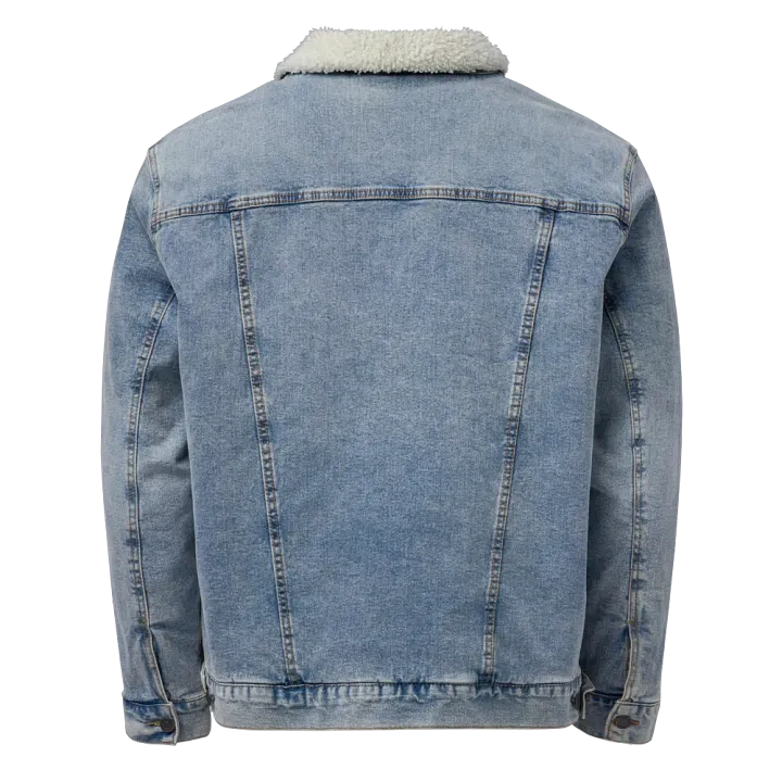 EXCLAIMING MENTALLY (brass) embroidered denim sherpa jacket product image (2)