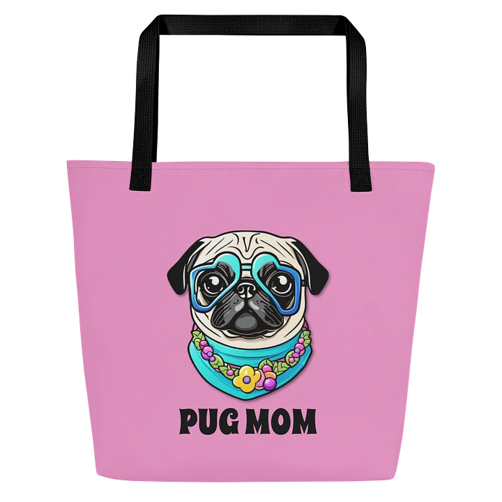 Retro Pug Mom Tote Bag With Pocket-Purple product image (2)