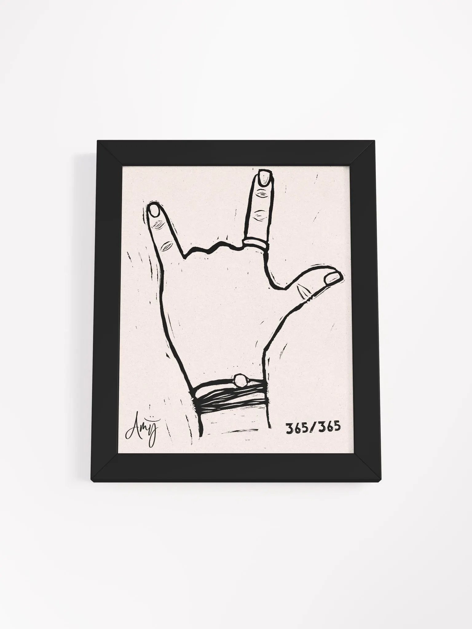 Linocut I Love You Art product image (2)