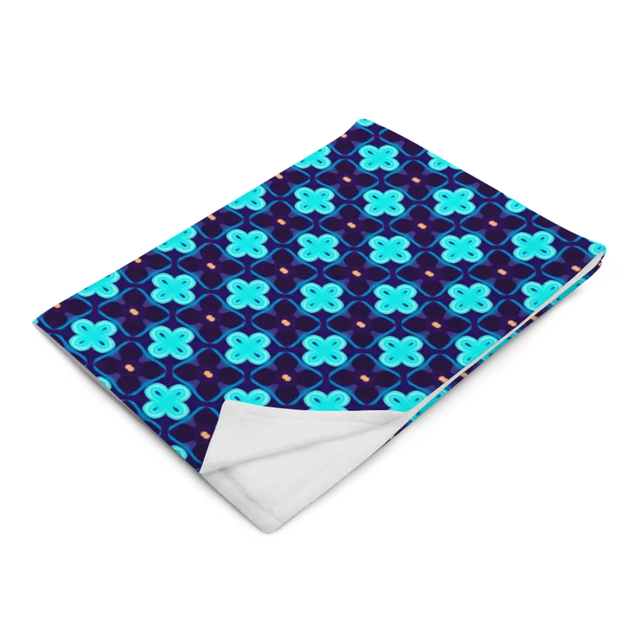 Elegant Blue & Black Seamless Patterned Throw Blanket product image (4)
