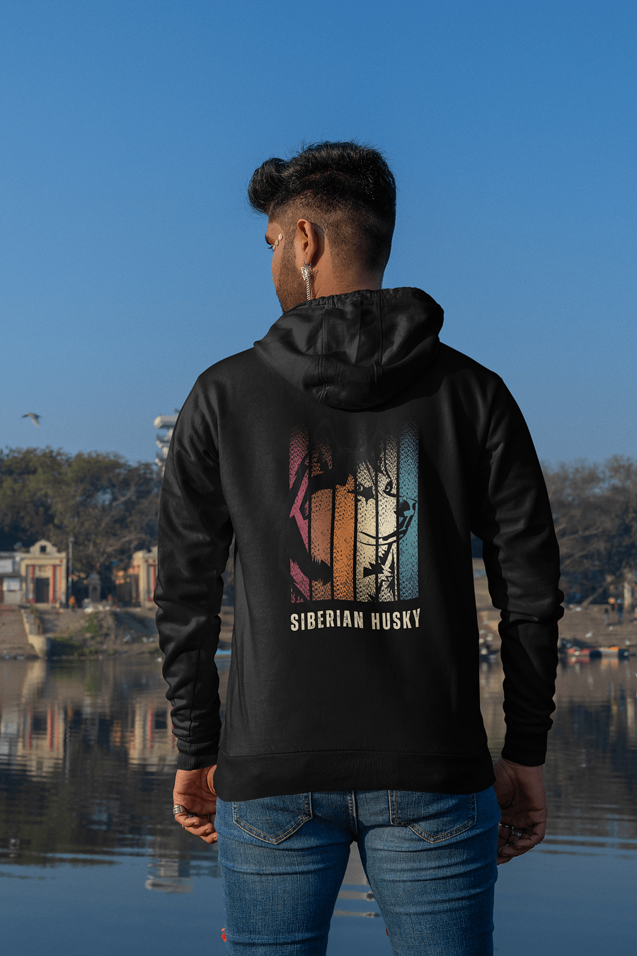 Siberian Husky Gradation Color Premium Pullover Hoodie by Lane Seven product image (2)