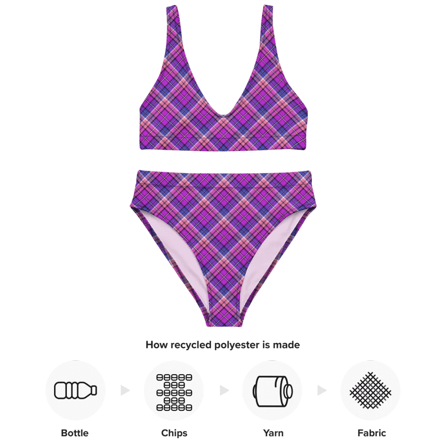 Bright Purple, Pink, and Blue Plaid Bikini product image (10)