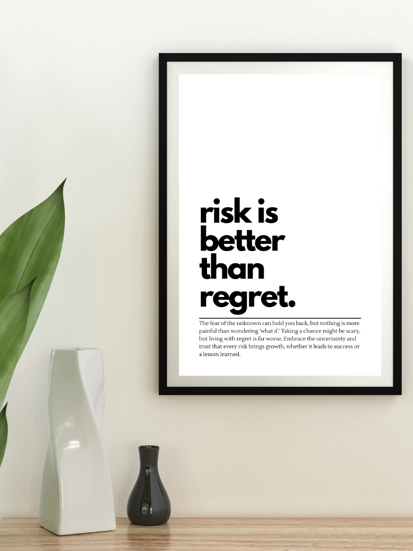 Risk Is Better Than Regret Minimalist Printable Wall Art product image (1)