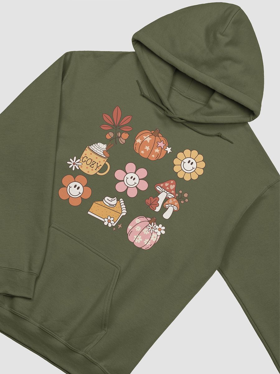 A Grid of Fall and Halloween Elements Hooded Sweatshirt | Cute Fall and Halloween Hoodie Design product image (31)