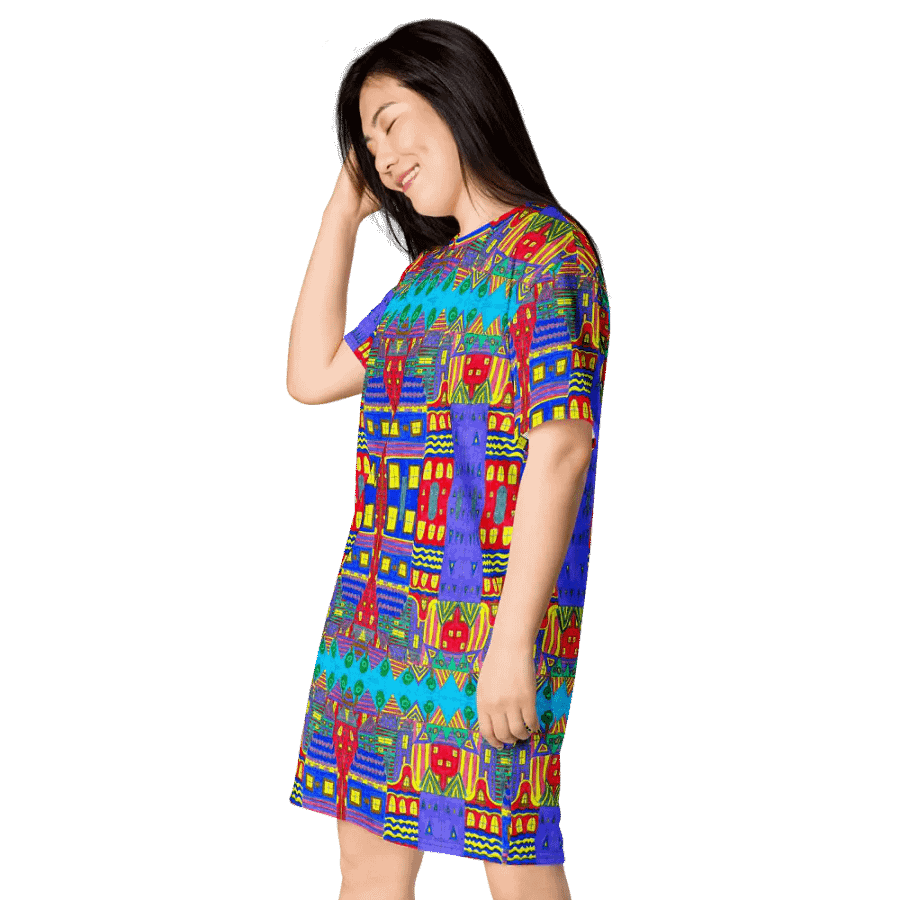 Abstract Playful Houses #2 Ladies T Shirt Dress product image (6)