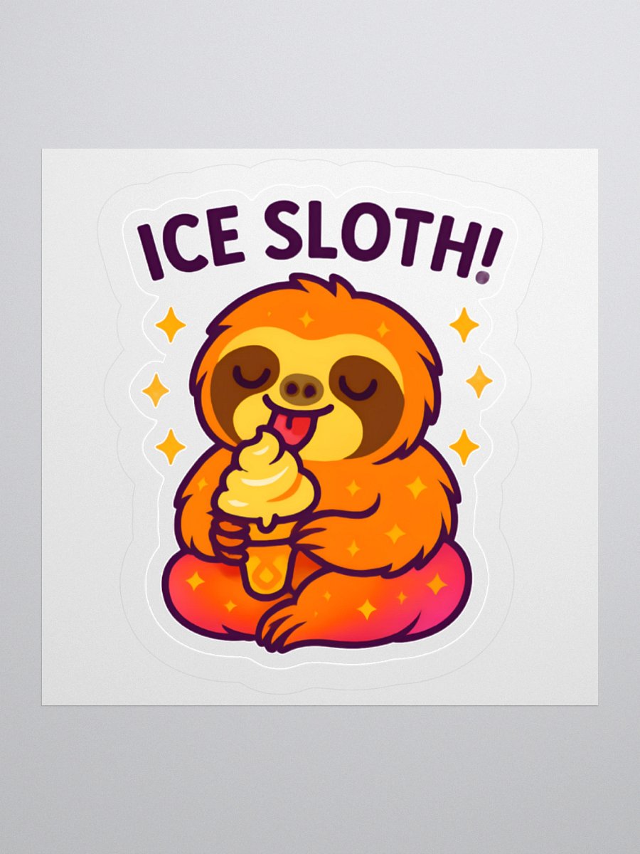 Ice Sloth! – Funny Sloth Ice Cream 3" Sticker | Sloths Having Snacks Collection product image (1)