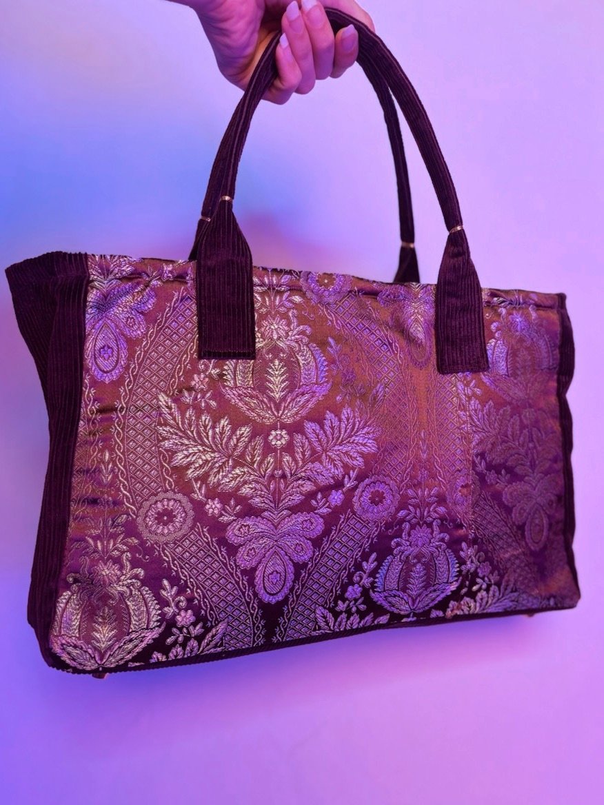 Large Franken Purse (Floral Coper Gold and Purple) product image (1)