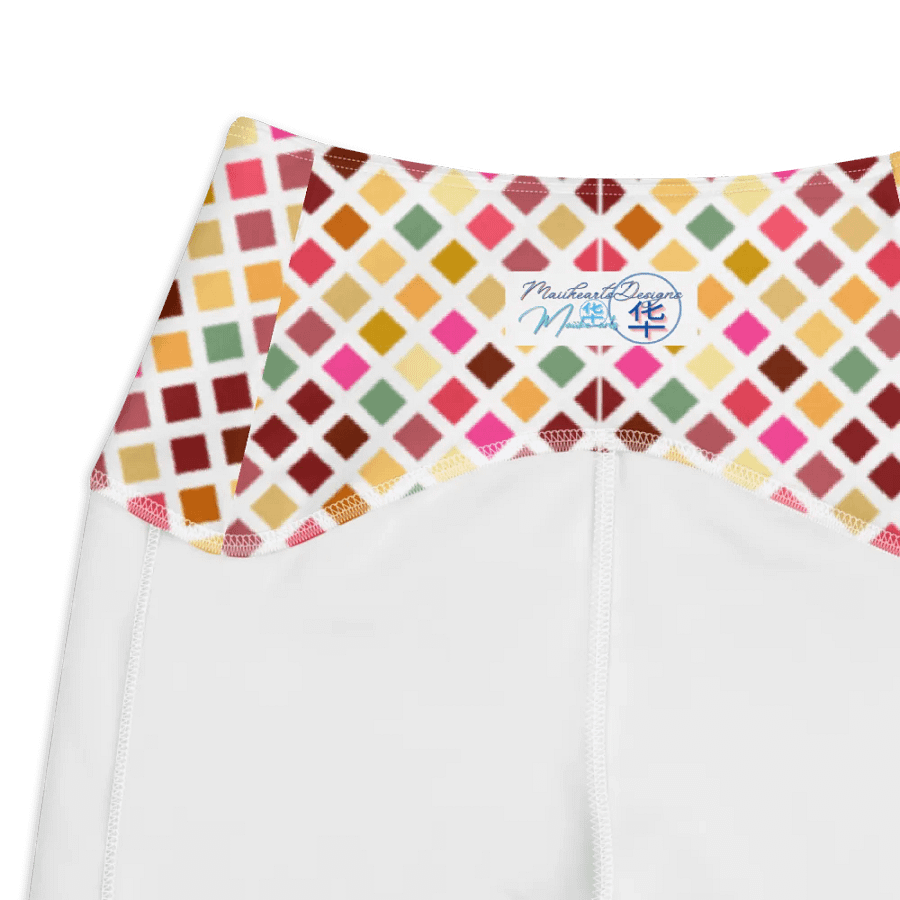 Colorful Square Pattern Design Leggings with Pocket - v9 product image (7)