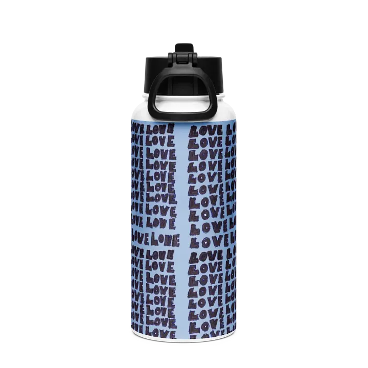 Love Stainless Steel Water Bottle with a Straw Lid in Blue product image (2)