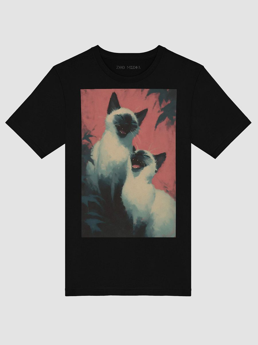 Playful Cat Duo T-Shirt – Artistic Siamese Cats Graphic Tee for Cat Lovers product image (5)