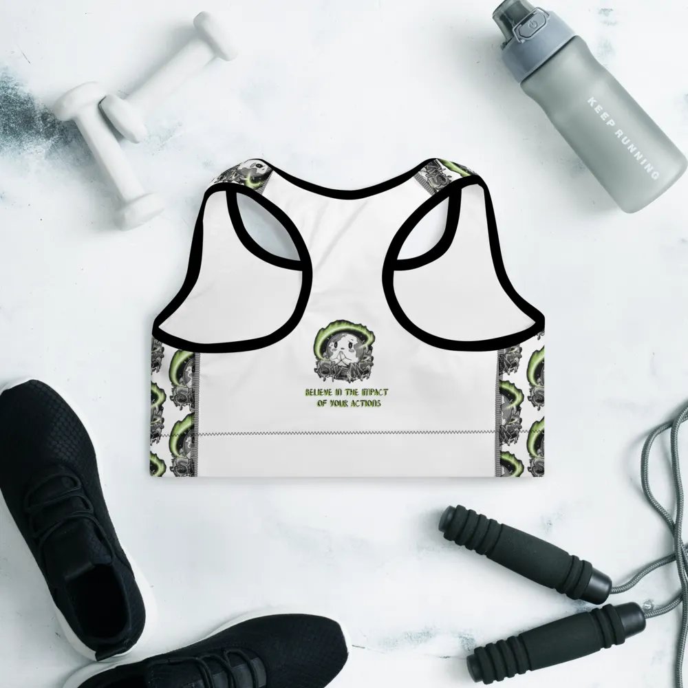 Save Me: A Plea from Planet Earth All-Over Print Padded White Sports Bra 🌍 product image (2)
