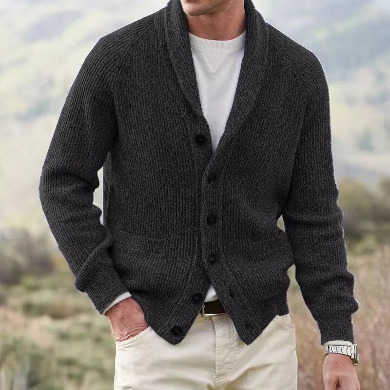 Mens Winter Warm Cardigan Sweater Cable Knit Button Cotton Sweater Pockets Tops product image (4)